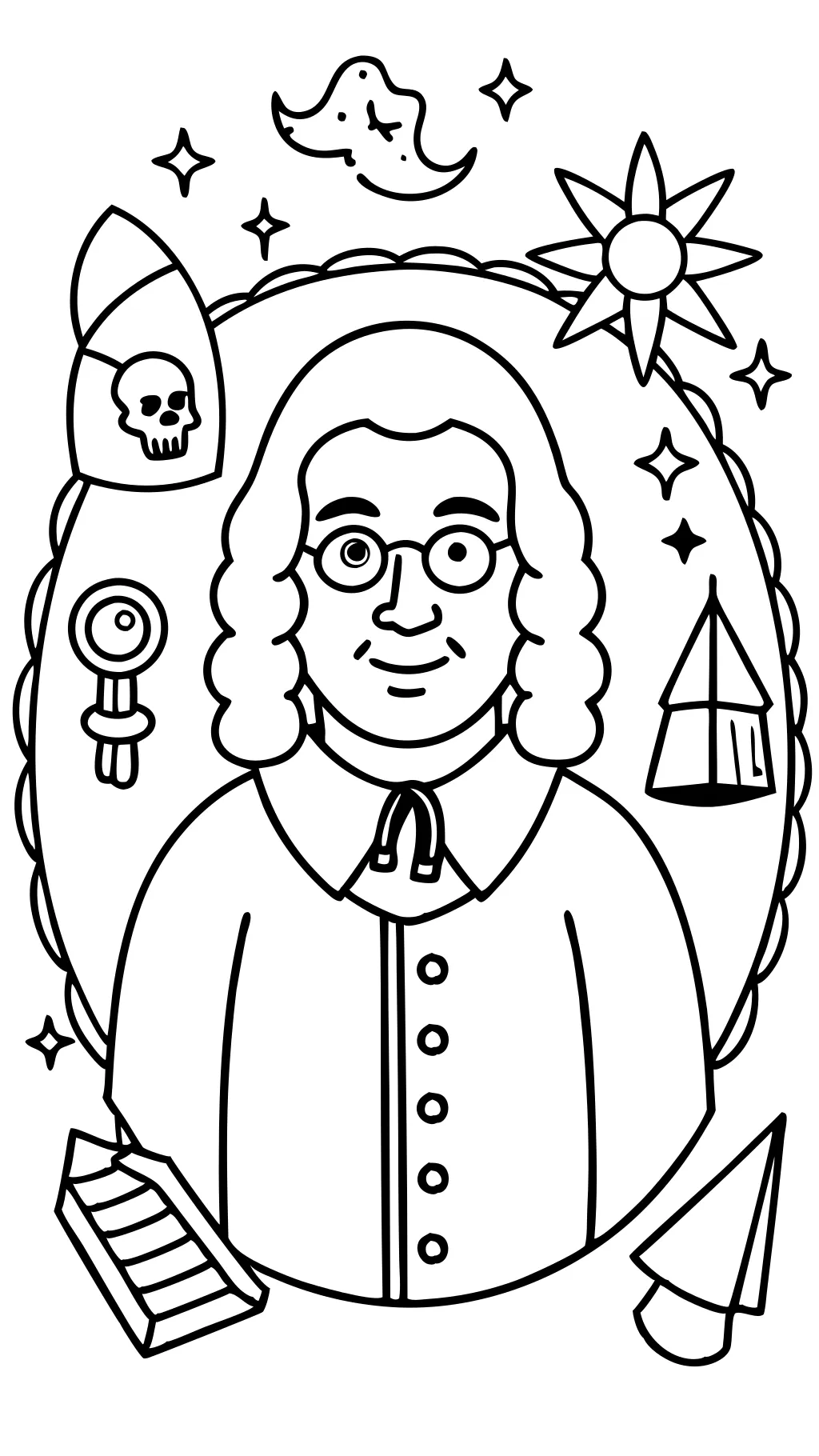 Página para colorear de Benjamin Franklin